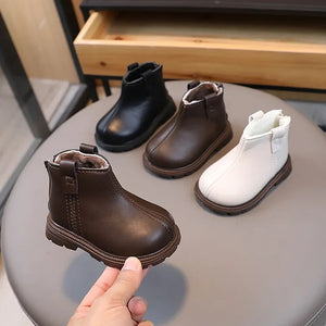 New Trend Back Zipper chimney boots for toddler girl Cozy Velvet Newborn Baby Boy Short Boots Winter Birthday Party Shoes G10303