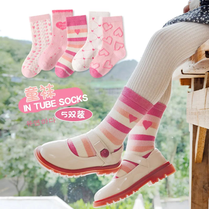 Little Girls Socks Spring Baby Cotton Socks Big Children Girl Cartoon Love