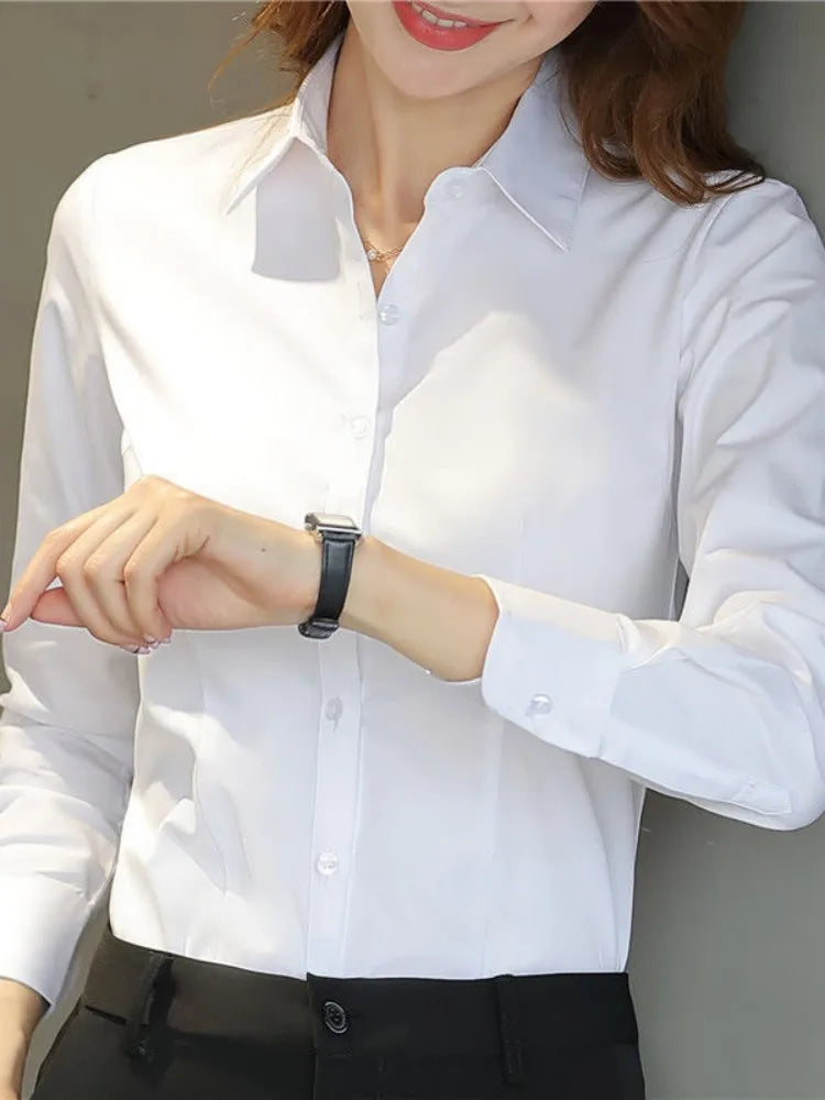 Female Long-sleeve Professional Shirt Formal Dress Large Size Work Clothes OL Button Womens Tops