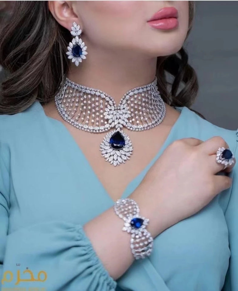 4-Piece Jewelry Set Angel Design Bride Necklace Earring Set AAA Cubic Zirconia Women's Wedding Accessories
