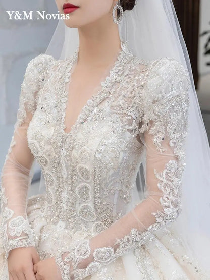 Luxury Bedading Long Sleeve Winter Wedding Dress