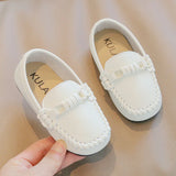 Boys Leather Shoes Black White for School Party Wedding Kids Formal Flats Loafers Slip-on Soft Loafers Children Moccasins 21-30