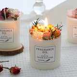 Preserved flower Scented Candle Soy Wax Dried Flowers Romantic  Candles Fragrance Ornament