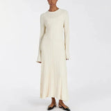 Winter Solid Loose Long Sleeve Tie Y2k Dress Casual Office Commuting Long Dress Female