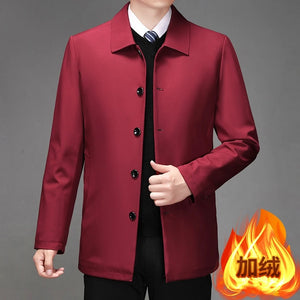 High-quality Middle-aged Men's Jacket Loose Casual Spring and Autumn Clothing Middle-aged Dad Coat Single-row Button Jacket