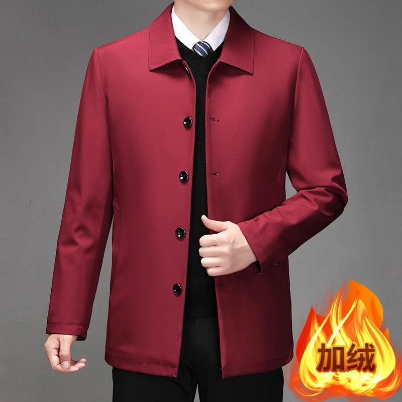 High-quality Middle-aged Men's Jacket Loose Casual Spring and Autumn Clothing Middle-aged Dad Coat Single-row Button Jacket