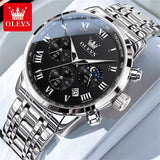 OLEVS 5529 Luxury Quartz Watch For Men Roman Scale Moon Phase Chronograph Man Watches Waterproof Luminous Calendar Wrist Watch
