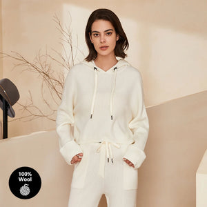 High Quality Hooded Short Luxury Women's Clothing Woollen 100% Merino Wool Sweater