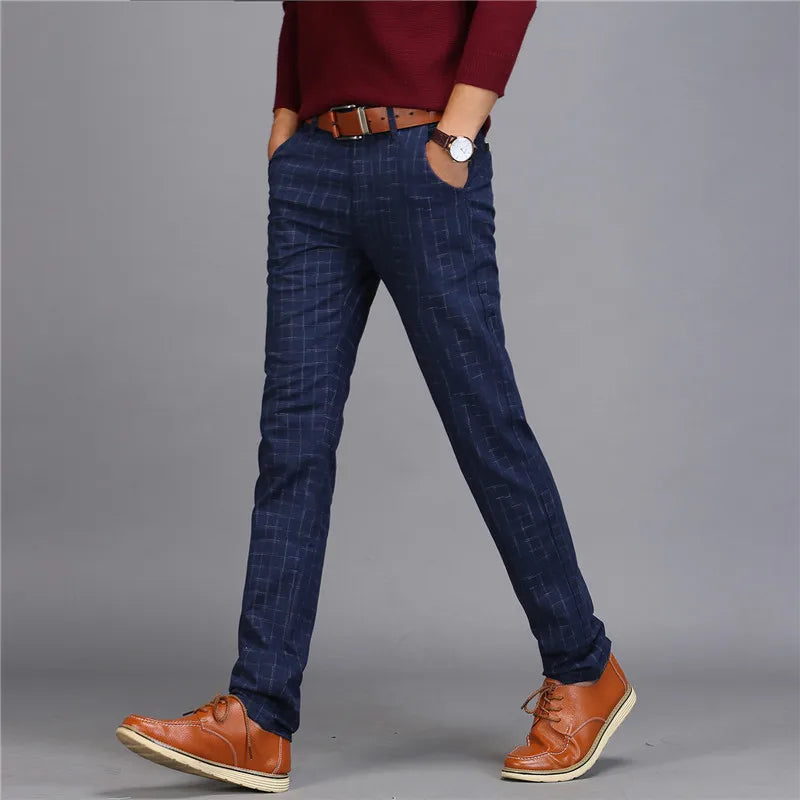 Spring Summer New Casual Pants Men Cotton Slim Fit Chinos Fashion Trousers