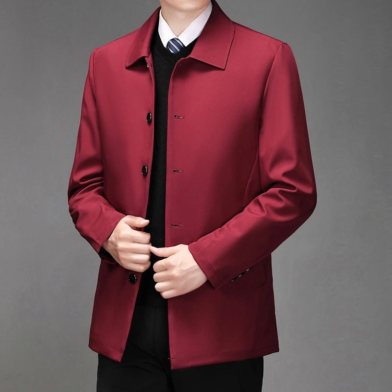 High-quality Middle-aged Men's Jacket Loose Casual Spring and Autumn Clothing Middle-aged Dad Coat Single-row Button Jacket