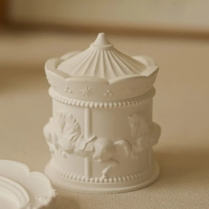 Christmas Scented Candle Set Carousel Sculpture Gypsum Aromatherapy Candles