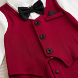 Gentleman Baby Boys bow tie Cotton Clothing Spring and Autumn Children One-Piece  long sleeves Jacket