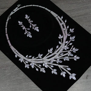 ZY UNIQUE Luxury Dubai jewelry Sets Bridal Wedding Cubic Zirconia Big Necklaces 2-piece Brides Party Dress Accessories