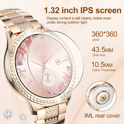 LIGE 1.32 inch Women Smart Watch Bluetooth Call AI Voice Assistant Women's Watches