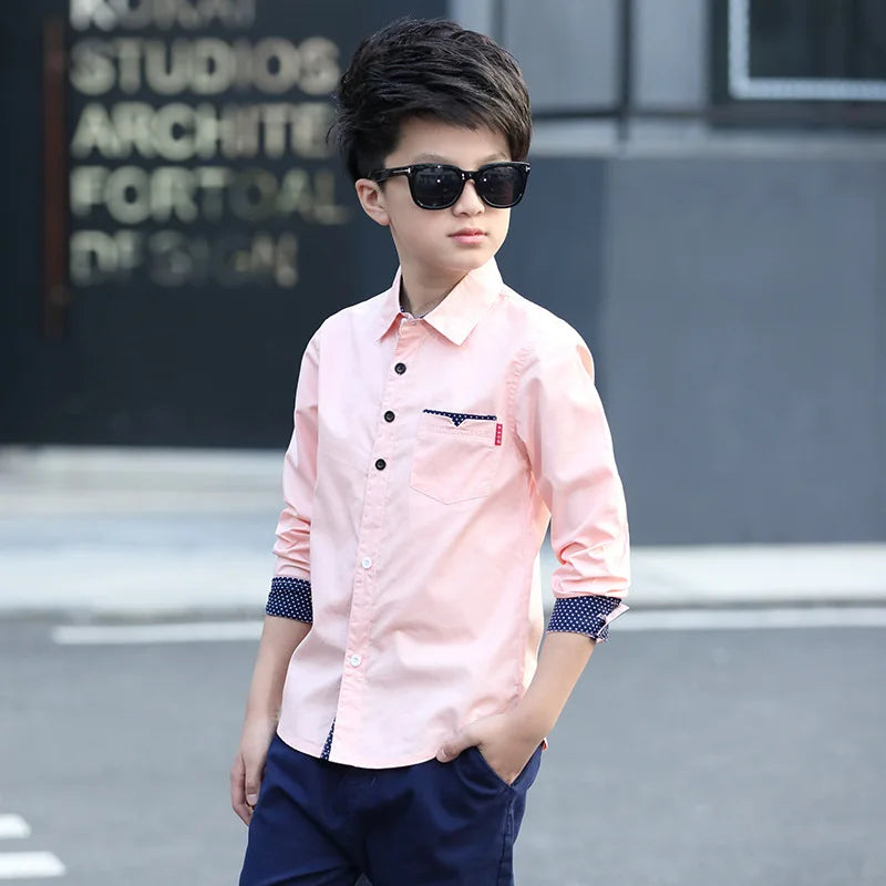 Teenager Kids Boys Clothes Children Shirts Fashion School Casual Tops Cotton Boys