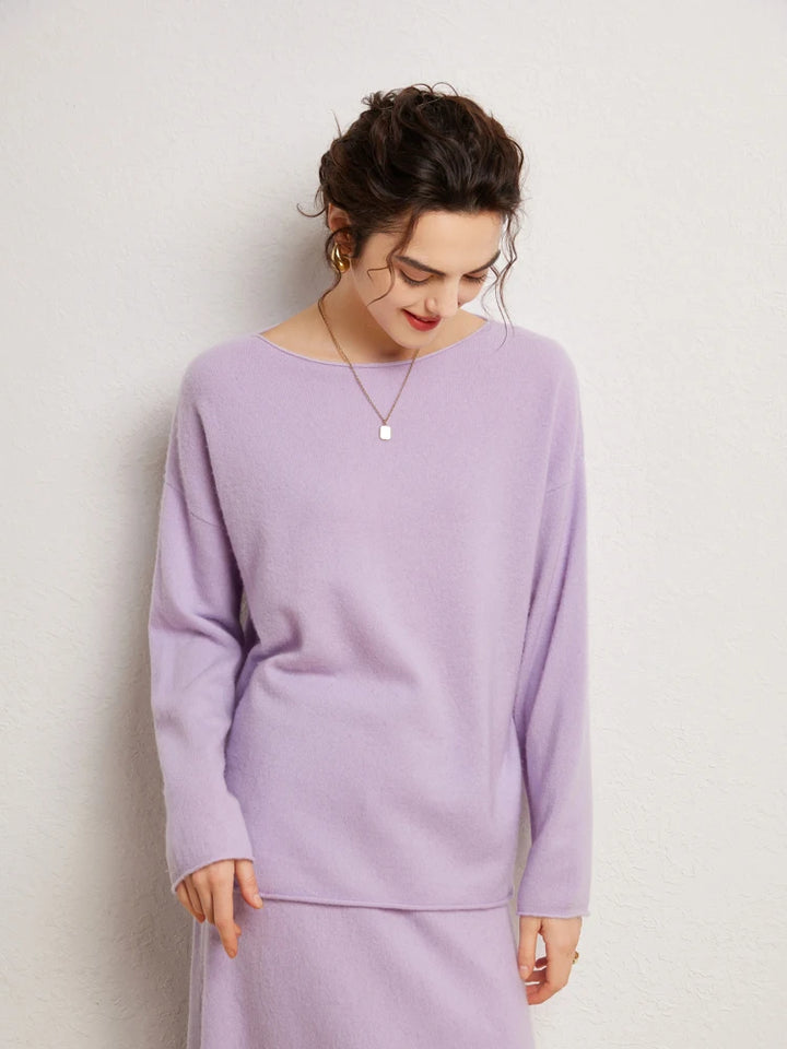 Autumn Winter 100% Cashmere Sweater Luxury Women's  Pullover Skirt Two Pieces Set