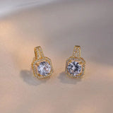 Fashion Square Zircon Necklace Earrings Ring For Women Luxury Wedding Engagement Jewelry Shining Party Jewelry Gifts