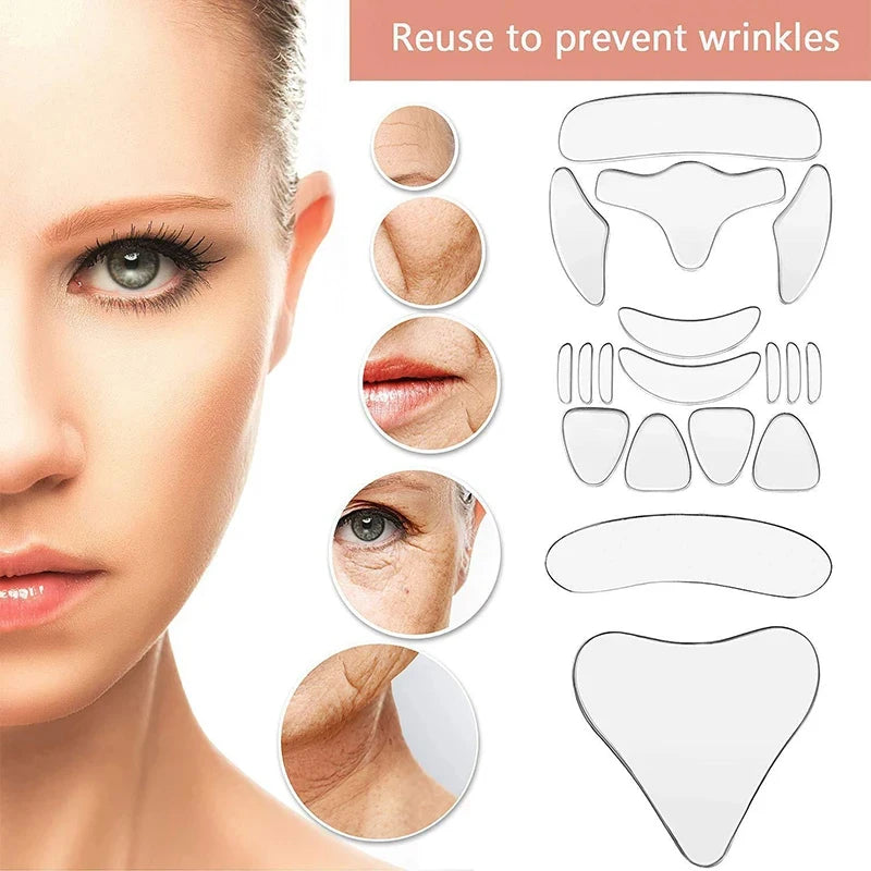 Silicone Wrinkle Stickers Set Facial Hand Skin Care Firming Skin Wrinkle Removal Silicone Patches Lift Chest Anti-Wrinkle Pad