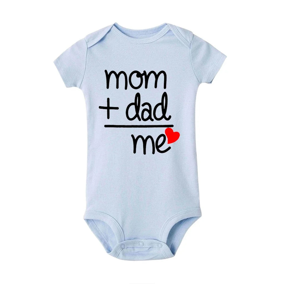 Mom Plus Dad Equals Me Baby Romper Clothes Boy Girl Newborn Bodysuit Toddler Infant Funny Cute Rompers Jumpsuit Outfits