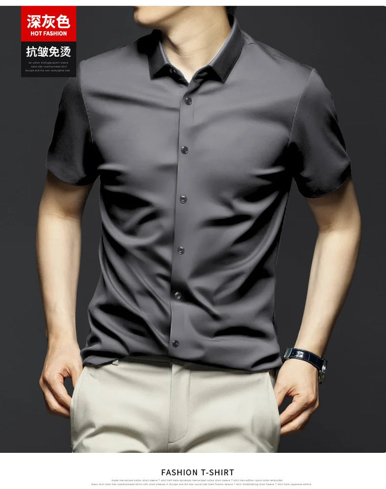 High end black men's shirt long sleeved Spring and Autumn 2024 new shirt jacket men's high-end feeling