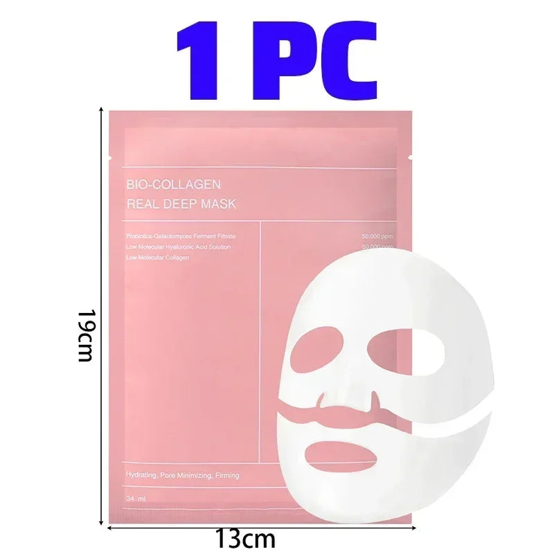 10Pcs Bio-Collagen Face Mask Firming Nourish Brightening Soft Gel Split Mask Shrink Pores Deep Hydrating Night Moisturized Masks
