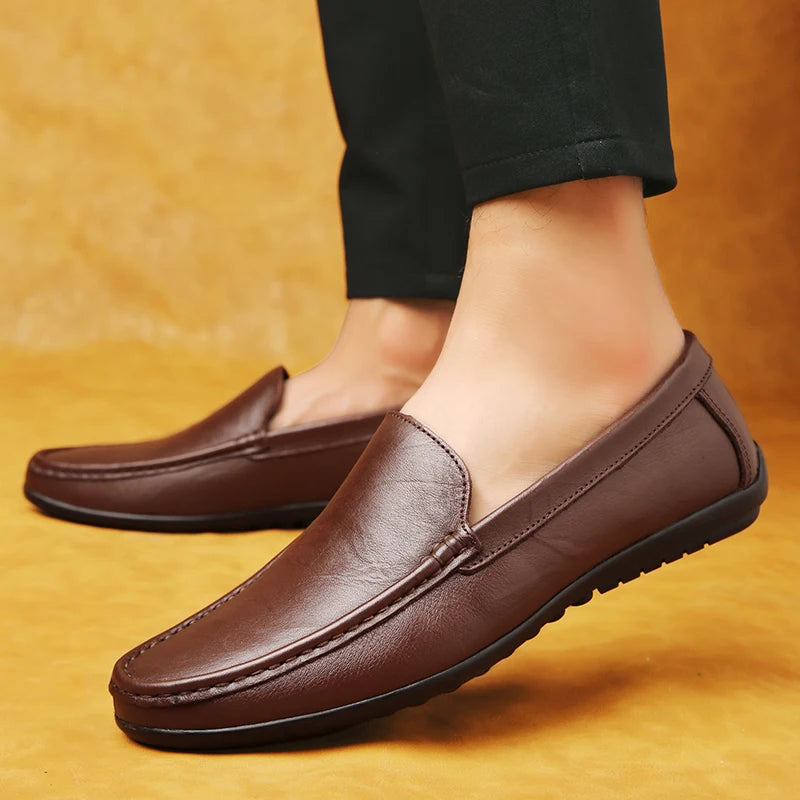 High Quality Men Casual Footwear Stylish Men Loafers Genuine Leather Mens Slip on Shoes