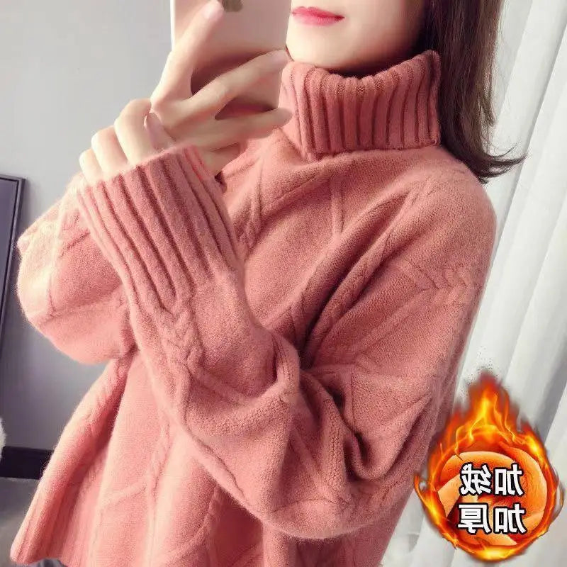 Autumn Winter New Fashion High Collar Long Sleeve Solid Sweaters Women's Clothing