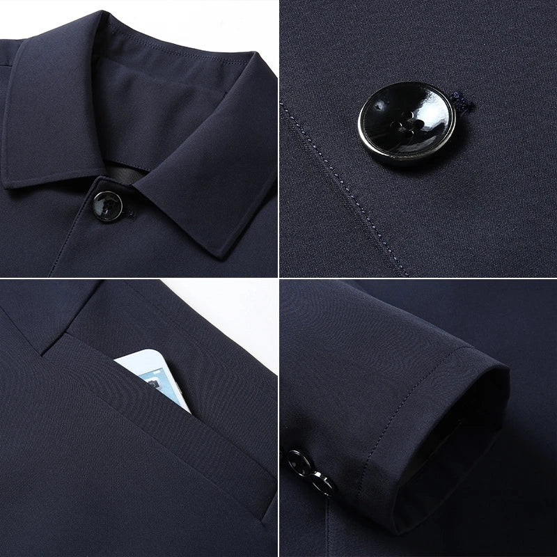 High-quality Middle-aged Men's Jacket Loose Casual Spring and Autumn Clothing Middle-aged Dad Coat Single-row Button Jacket