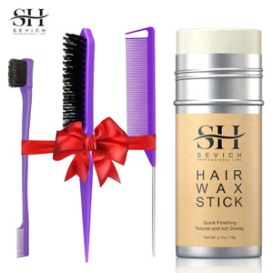 Hair wax stick with hair comb and bristle brush and edge brush for wig edge control Broken Hair Artifact Wax Comb Kit