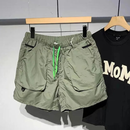 Men Cargo Multi Pocket Shorts Outdoor Loose Casual Cargo Elastic Waist Beach Short Breathable Quick-Drying Jogger Workout Shorts