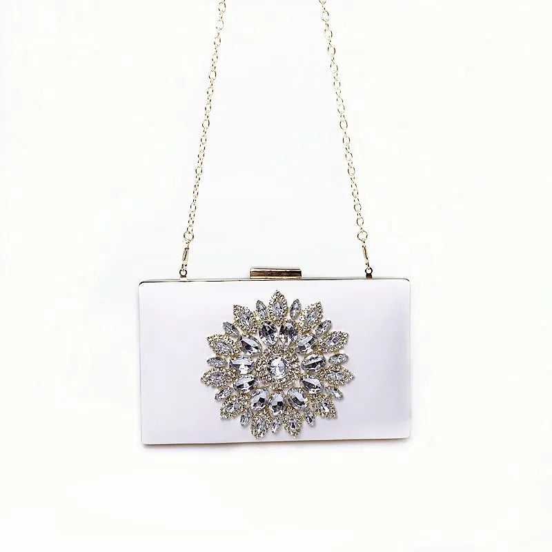 White Women Clutch Bag Wedding Clutch Purse Bridal Evening Crystal Summer Bags for Women