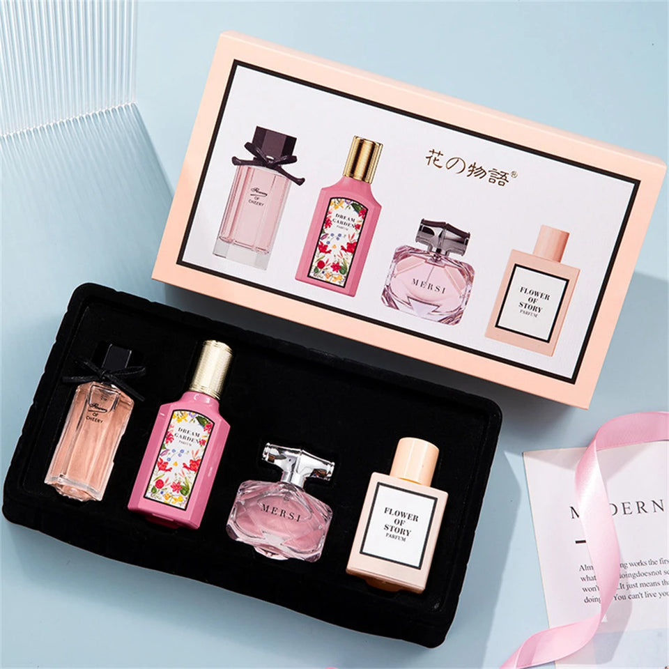 Brand Perfume Women Gift Box Four Piece Set Plant Floral Scent Pheromone Lasting Fragrance