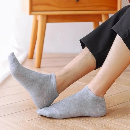 Men's Socks Spring Summer Thin Breathable Soft Polyester Cotton Socks Black Casual Business Ankle Boat Socks