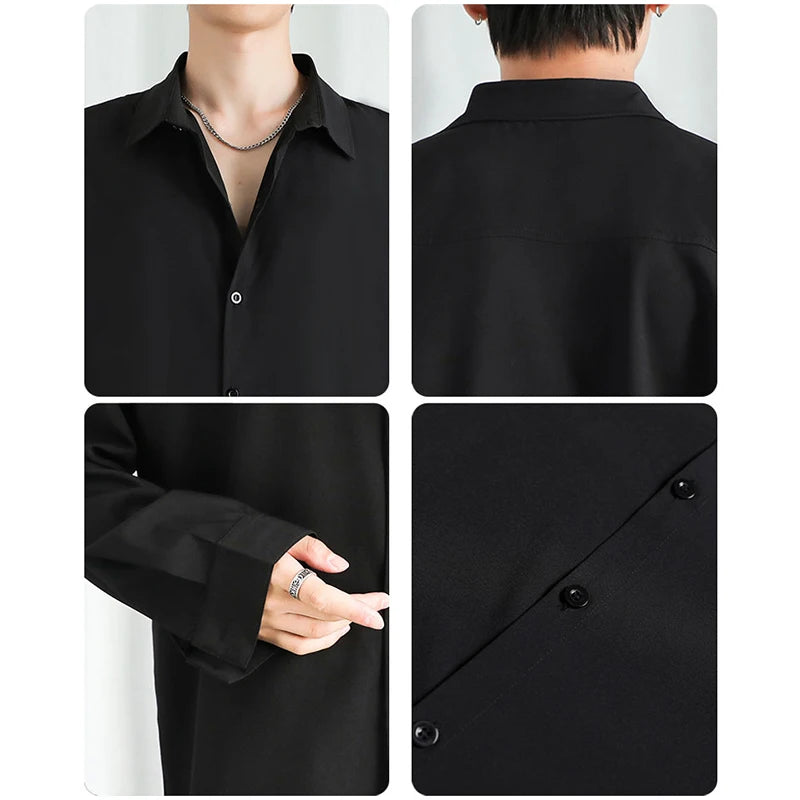 Shirt Men Solid  Long sleeved Shirt For Men Korean Fashion Shirts