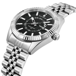 SAPPHERO Mens Watches luxury Business Stainless steel Wristwatch 100m Waterproof Bleu Quartz luminous Clock Gift for Men