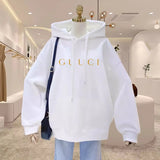 High Quality Print Fleece Hoodie Women's Fashion Graphic Loose Casual Sweatshirt