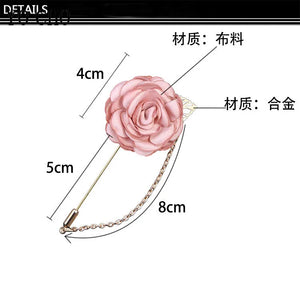 Wedding Corsage Men Brooch Pin Groomsmen Boutonniere Fabric Rose