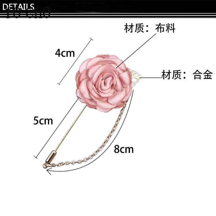 Wedding Corsage Men Brooch Pin Groomsmen Boutonniere Fabric Rose
