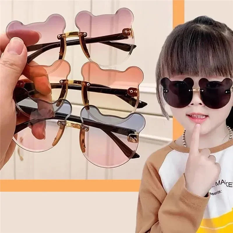 Kids Sun Sunglasses Bear Shape Children Glasses Trendy Girls Cartoon Eyeglasses Shades Driver Anti-Glare Boys  Sunglasses