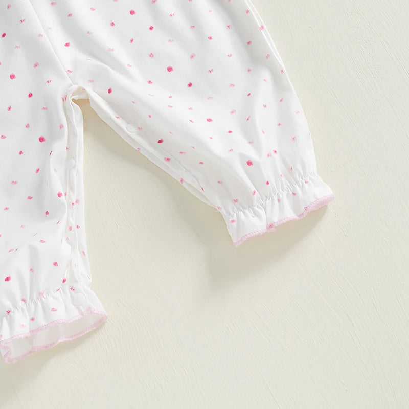Toddler Girls Floral Print Ruffle Sleeve Romper with Bow Detail and Smocked Waistband for Summer Outfits