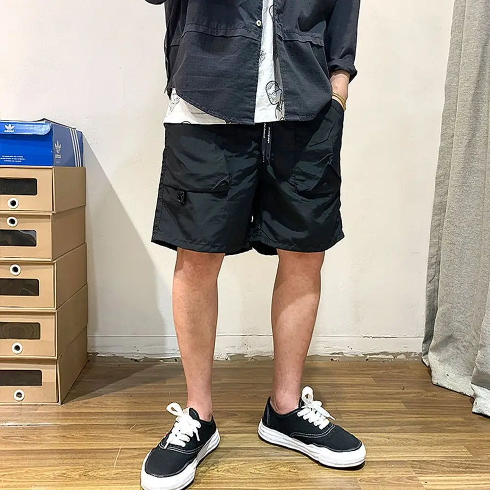 Men Cargo Multi Pocket Shorts Outdoor Loose Casual Cargo Elastic Waist Beach Short