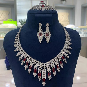 Luxury Bridal Necklace Set for Women Cubic Zirconia Wedding Jewelry Sets Decoration for Party Dress Suit Full Set