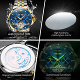 OLEVS Skeleton Multifunctional Men's Watch Automatic Mechanical Luxury Wrist Watch For Men Waterproof Stainless Steel Strap 6691