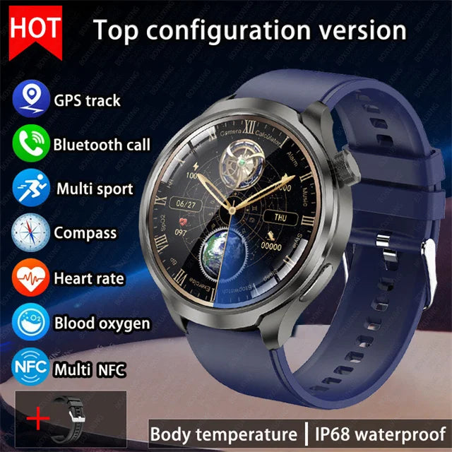 For HUAWEI Outdoor Sports Smart Watch Men AMOLED Screen NFC GPS Compass Heart rate Waterproof Bluetooth Call SmartWatch 2024 New