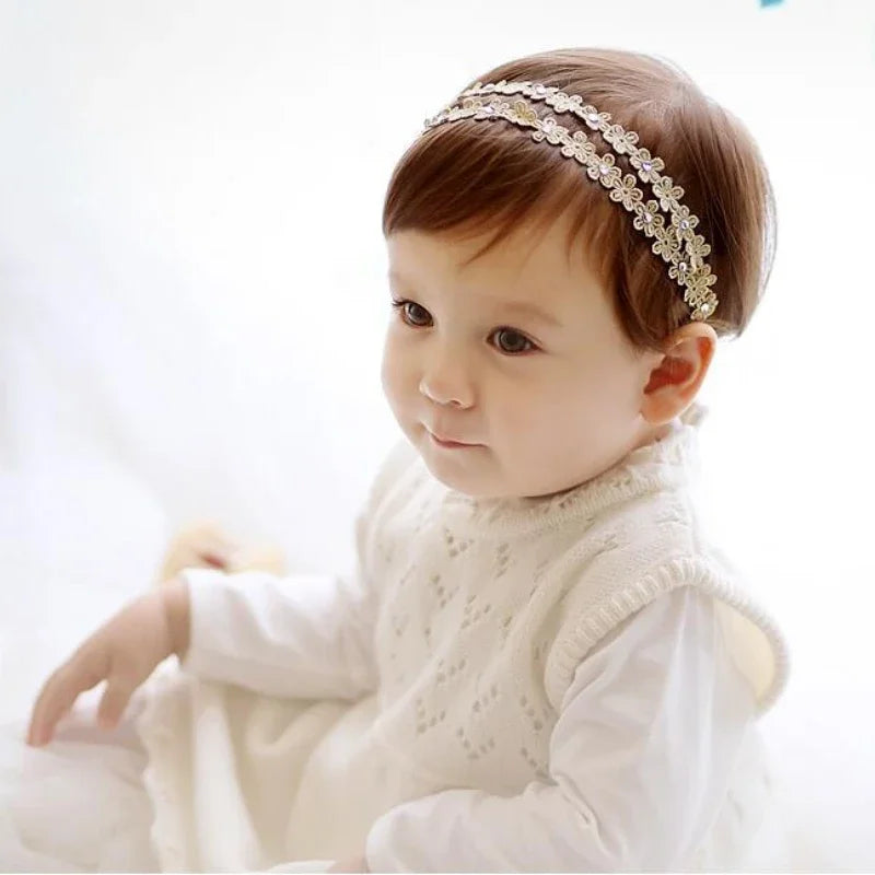 Princess Crown Flower Decor Elastic Hair Bands for Newborns Children Accessories Baby Girls Headbands Birthday Party Photo Props