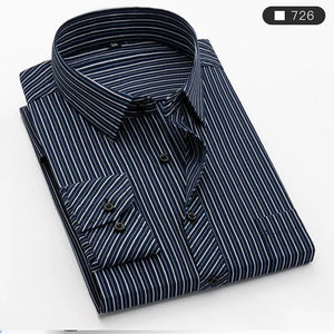 Summer men's long-sleeved shirt spring and summer ice silk thin stripes business casual high-quality work clothes wear fashion