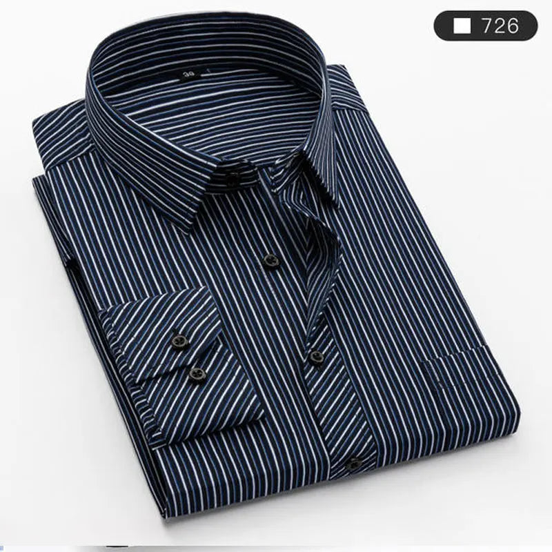 Summer men's long-sleeved shirt spring and summer ice silk thin stripes business casual high-quality work clothes wear fashion