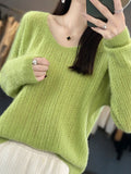 Women's Fashion Sweater V-Neck Pullover Long Sleeve