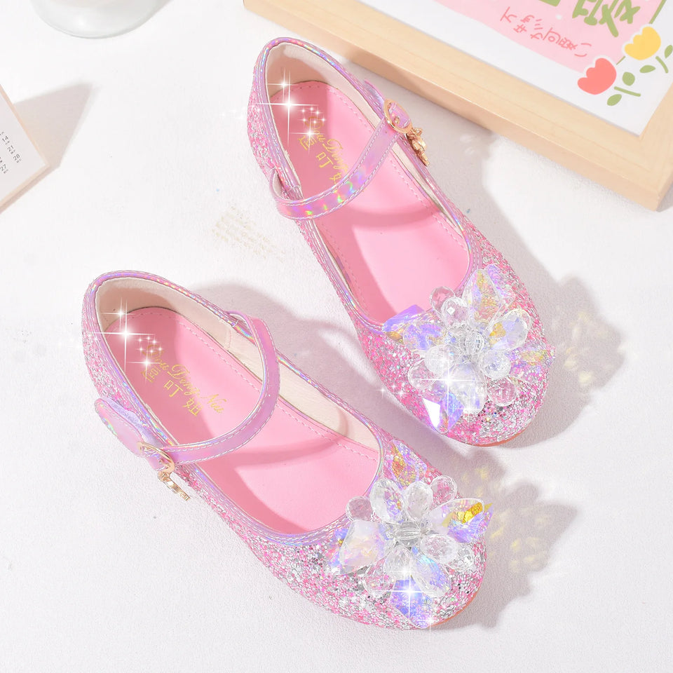 Party Dresses Shoes Heel Girls Glitter Elegant Girl Heels Shoes Child Shoe Low Heeled