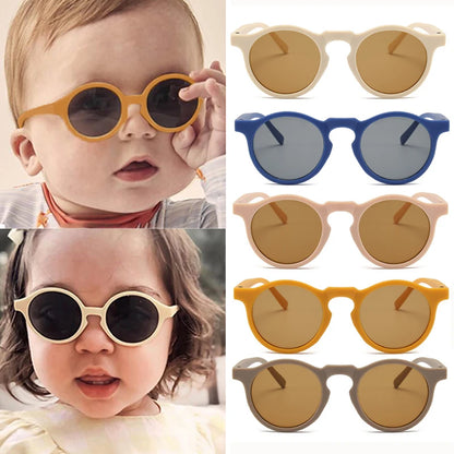 New Children Vintage Frosted Round Outdoor Sun Protection Sunglasses Baby Girls Acrylic UV400 Sunglasses Kids Fashion Glasses